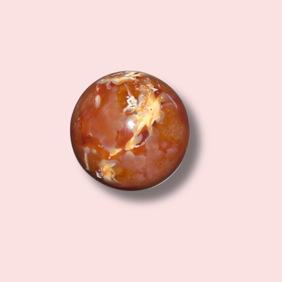 Beautiful Carnelian Sphere With Unique Inclusions