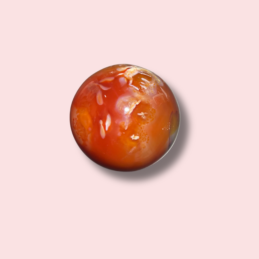 Beautiful Carnelian Sphere With Unique Inclusions