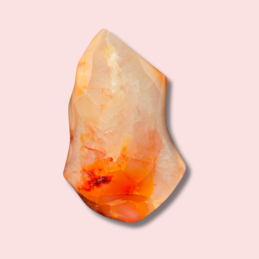 Peachy Quartz-Filled Carnelian Flame