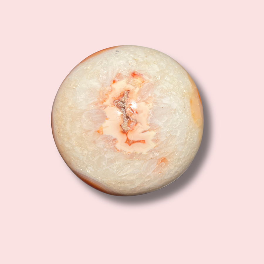 Quartzy Carnelian Sphere With Pink Center
