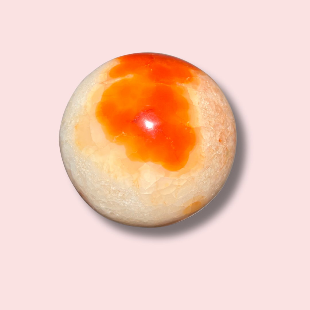 Quartzy Carnelian Sphere With Pink Center