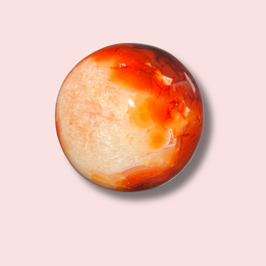 Quartzy Carnelian Sphere With Pink Center