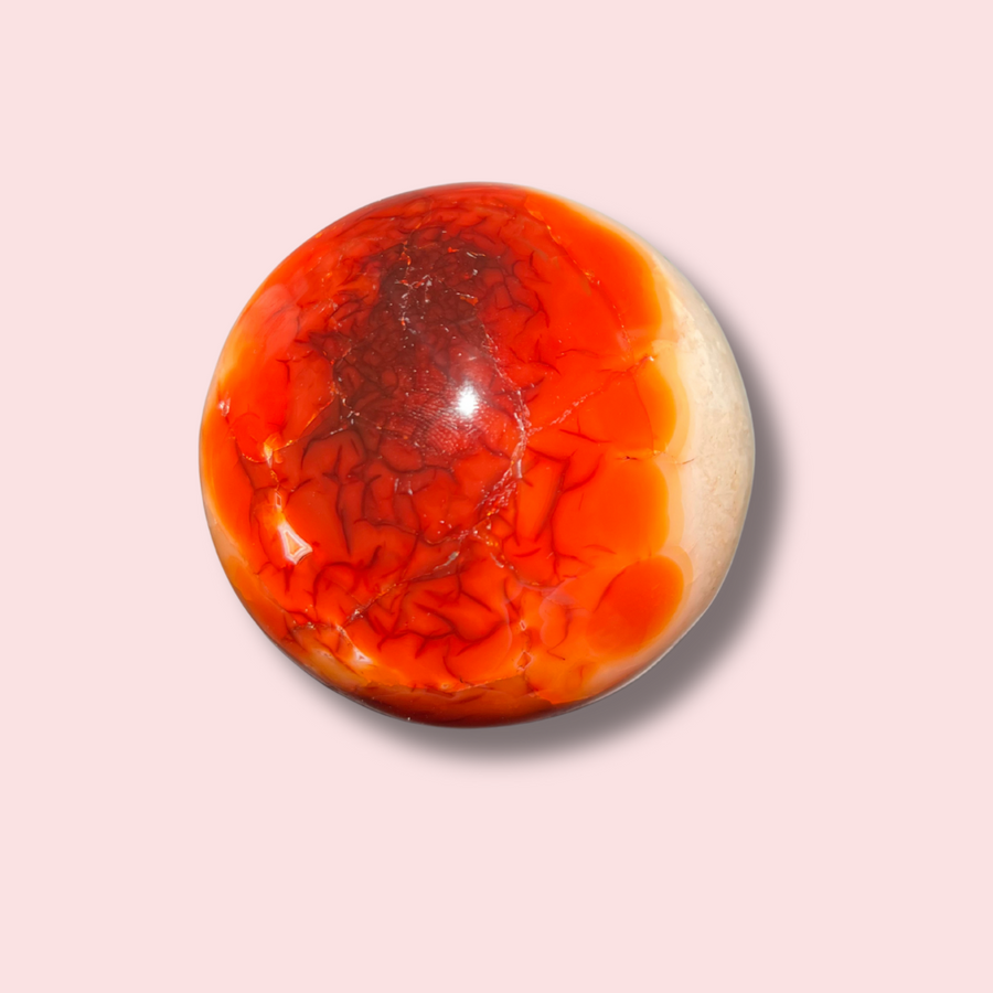 Quartzy Carnelian Sphere With Pink Center