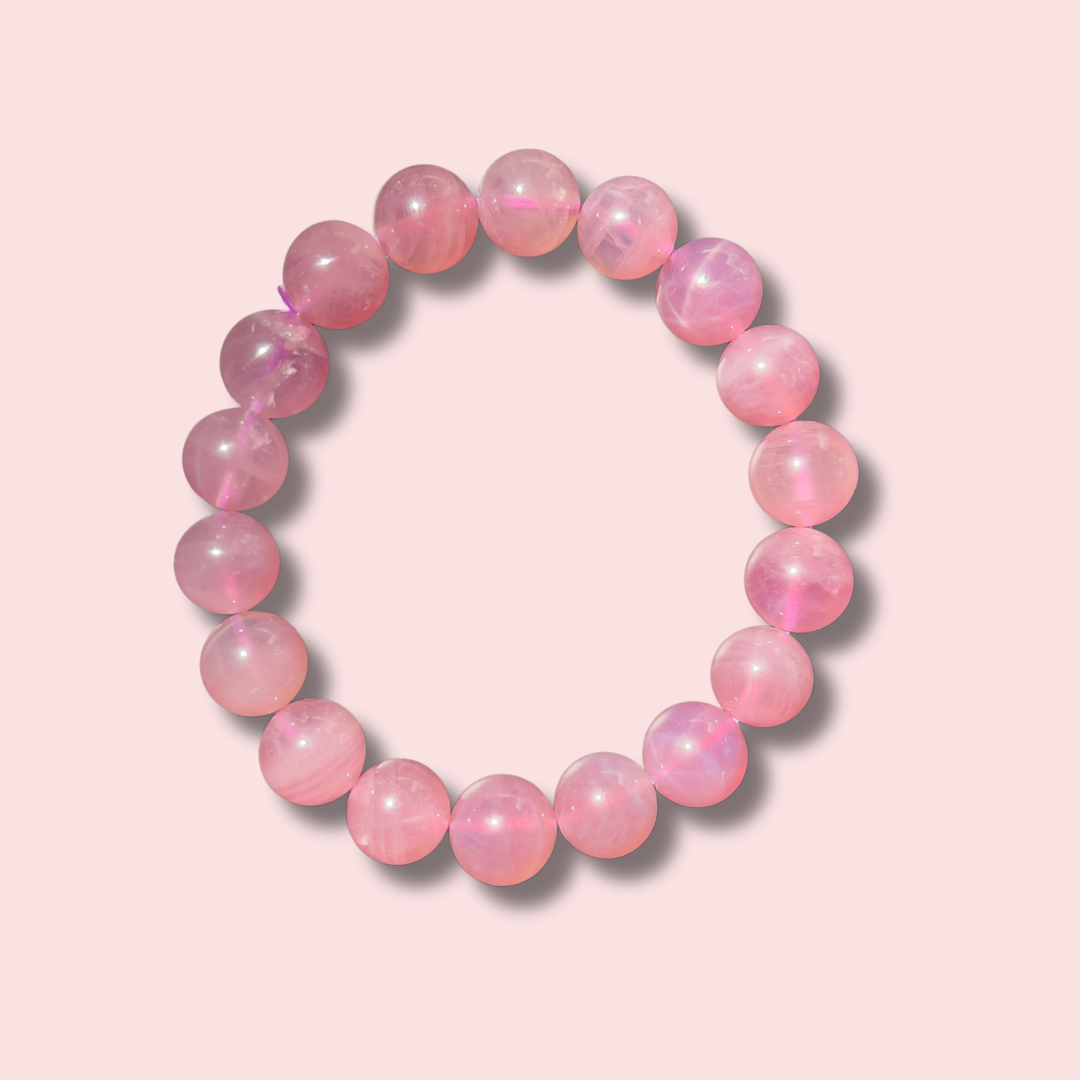 Stunning Lavender Star Rose Quartz Bracelet (11 mm) - Made in Mother Nature