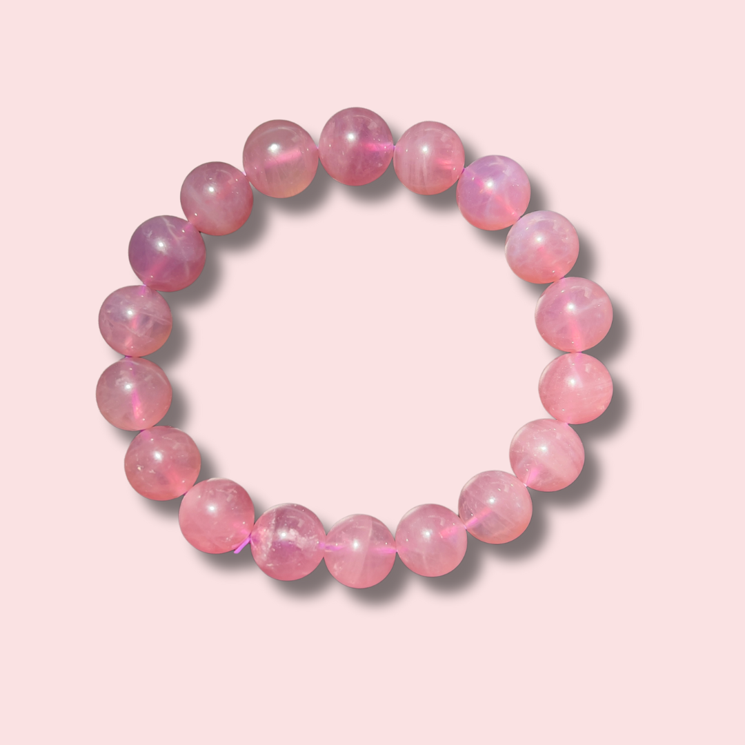 Stunning Lavender Star Rose Quartz Bracelet (11 mm) - Made in Mother Nature