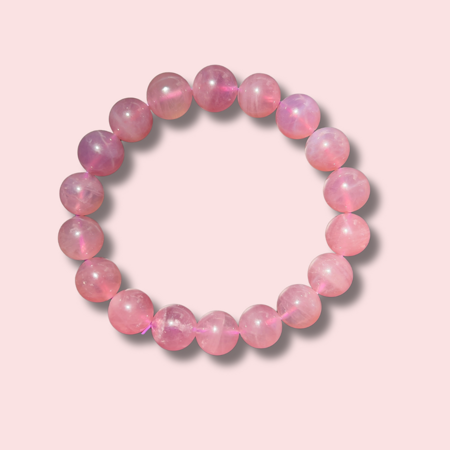 Stunning Lavender Star Rose Quartz Bracelet (11 mm)