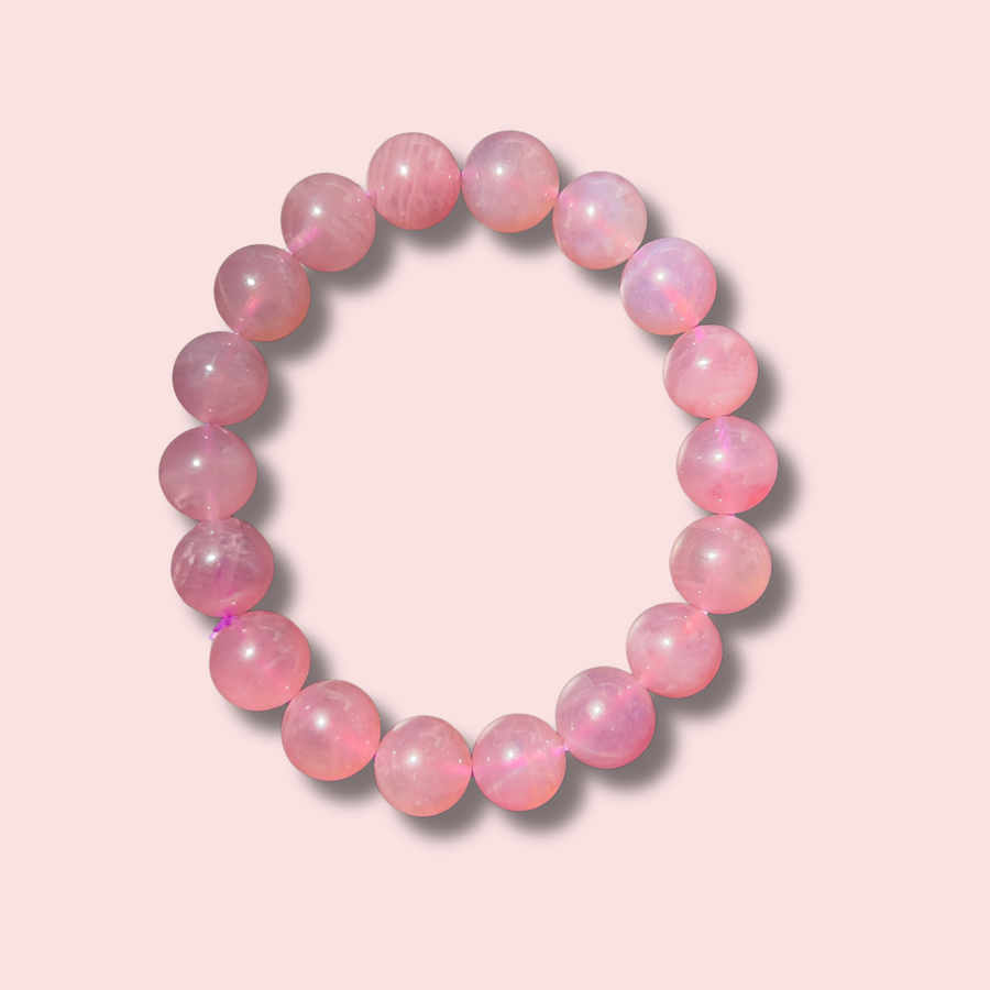 Stunning Lavender Star Rose Quartz Bracelet (11 mm)