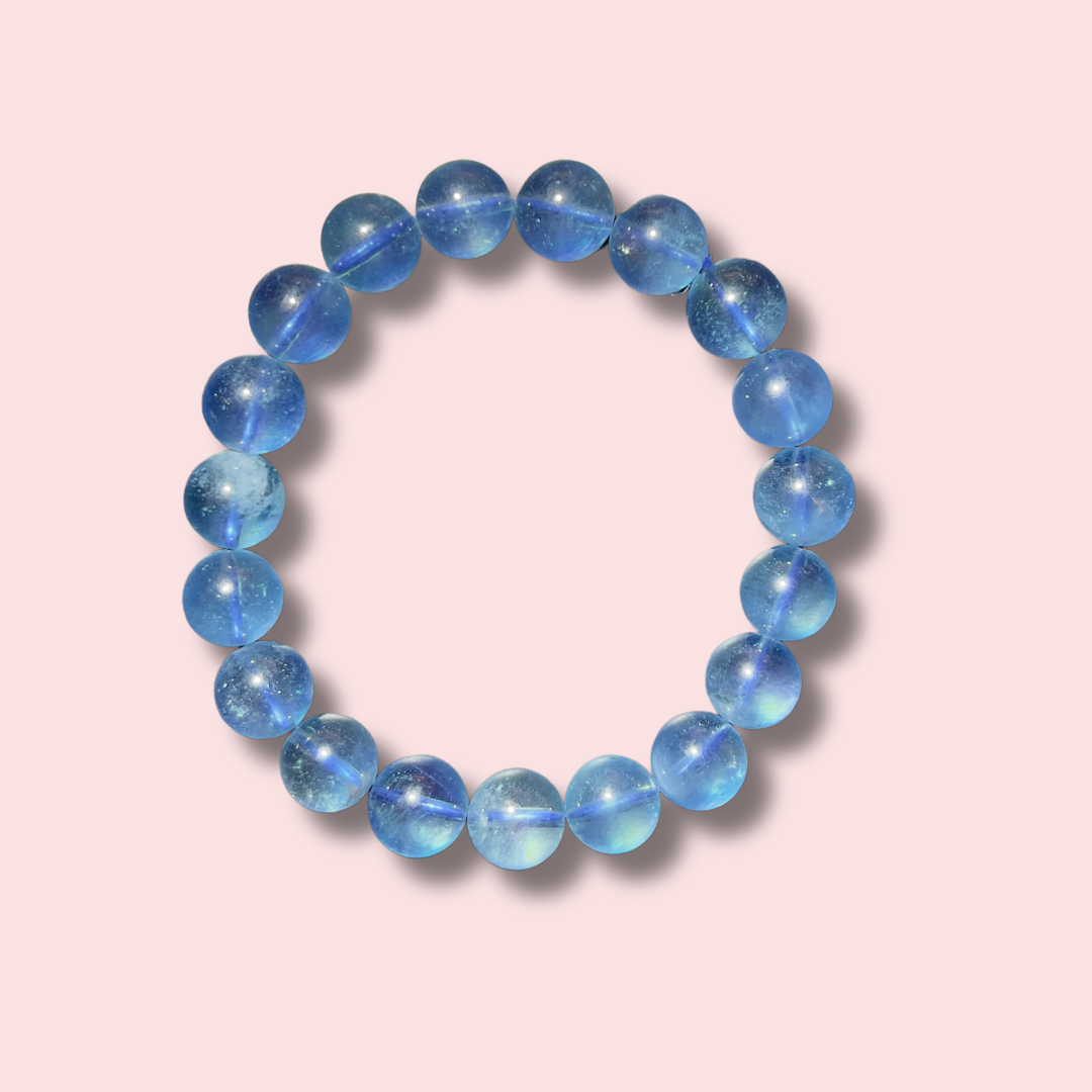 Deep Blue Gem Grade Aquamarine Bracelet (10 mm) - Made in Mother Nature