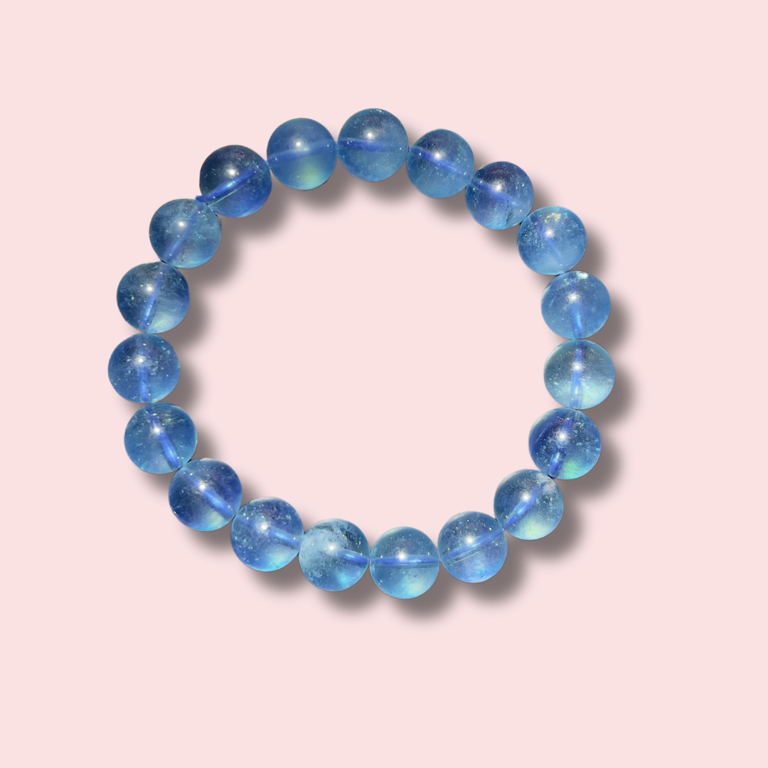 Deep Blue Gem Grade Aquamarine Bracelet (10 mm) - Made in Mother Nature
