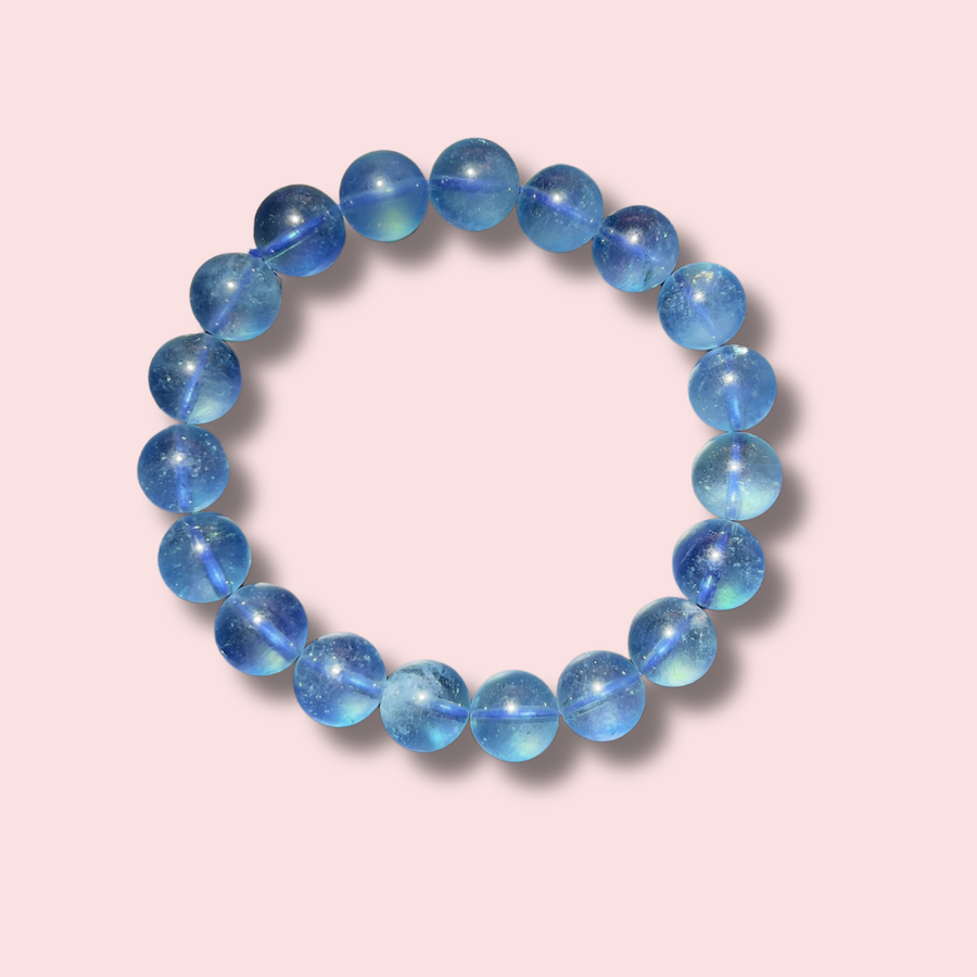 Deep Blue Gem Grade Aquamarine Bracelet (10 mm)