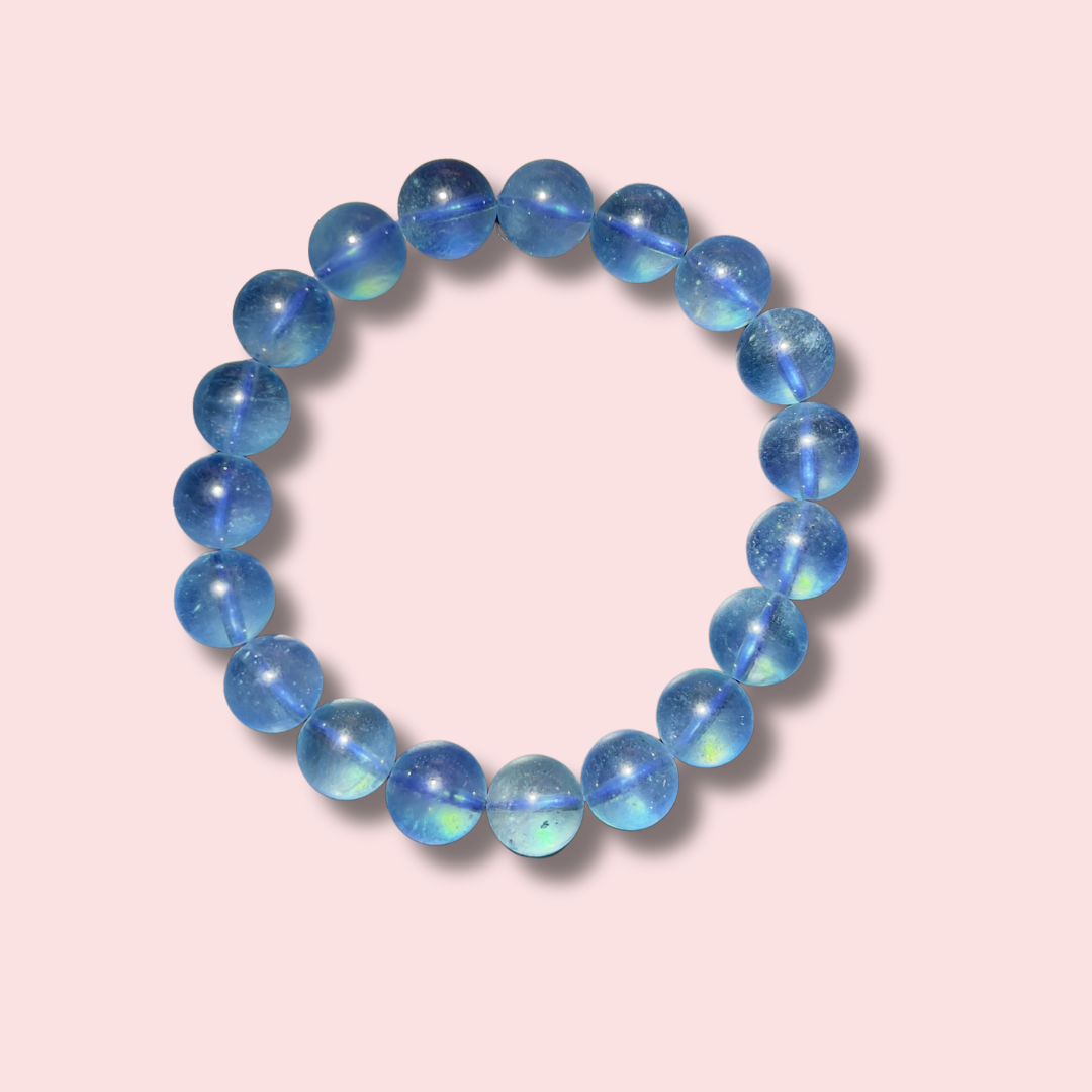 Deep Blue Gem Grade Aquamarine Bracelet (10 mm) - Made in Mother Nature
