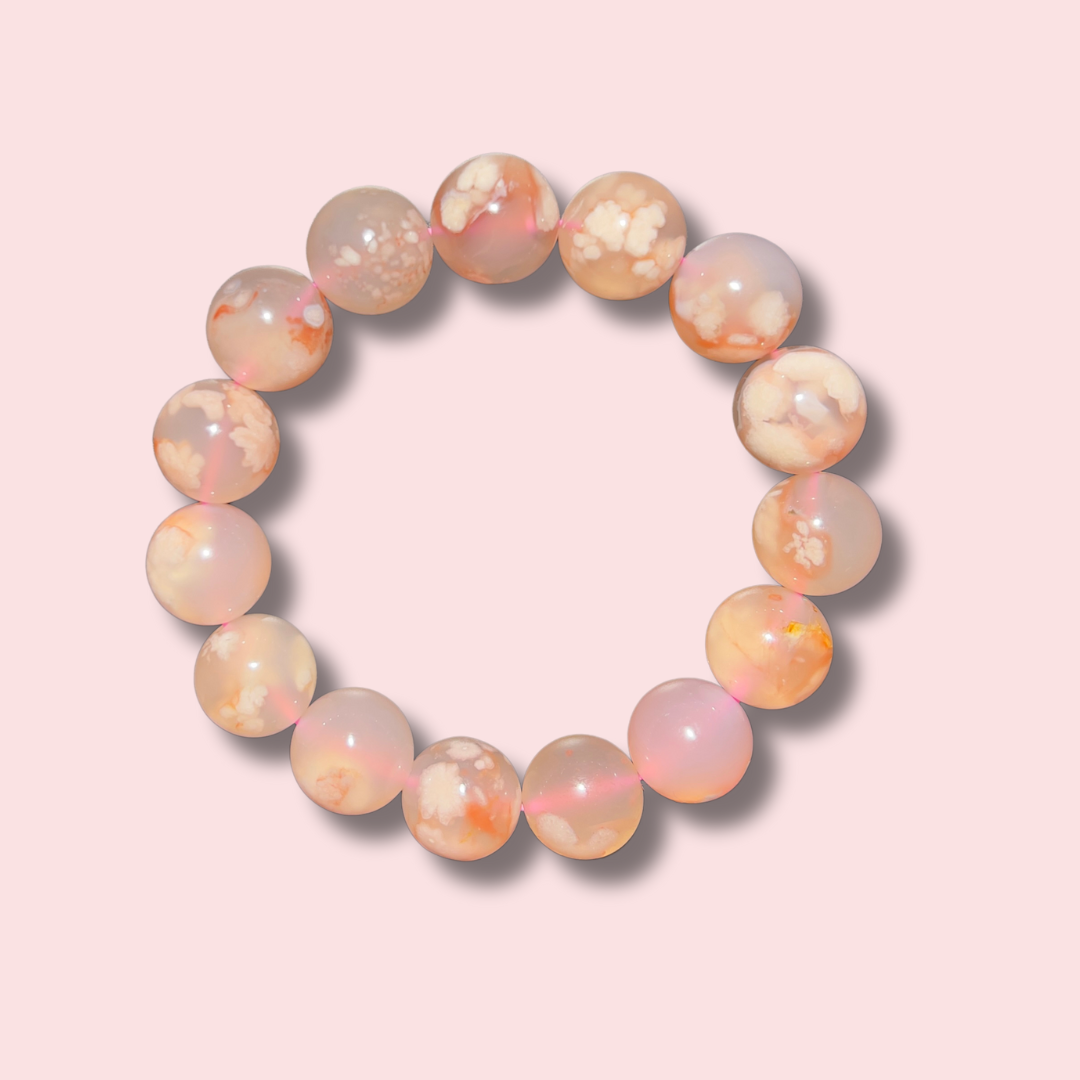 Beautiful Flower Agate Bracelet (14 mm) - Made in Mother Nature