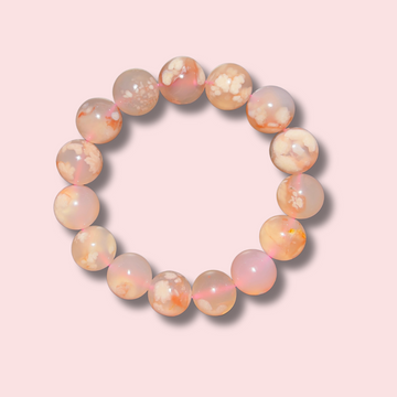 Beautiful Flower Agate Bracelet (14 mm)