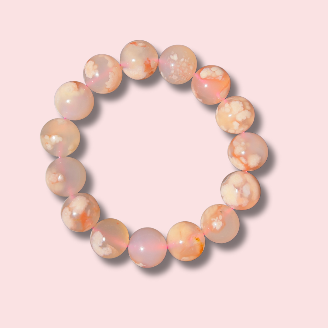 Beautiful Flower Agate Bracelet (14 mm) - Made in Mother Nature