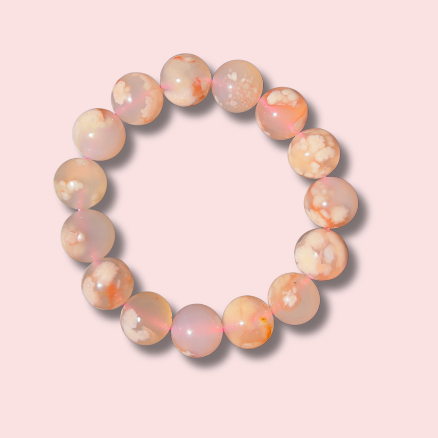 Beautiful Flower Agate Bracelet (14 mm)