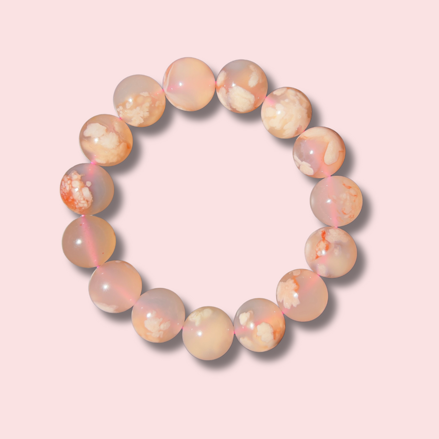 Beautiful Flower Agate Bracelet (14 mm)