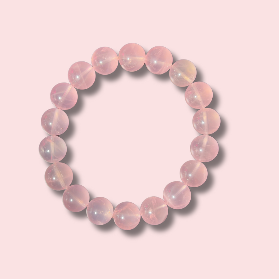 Beautiful Gemmy Pink Star Rose Quartz Bracelet (12 mm)