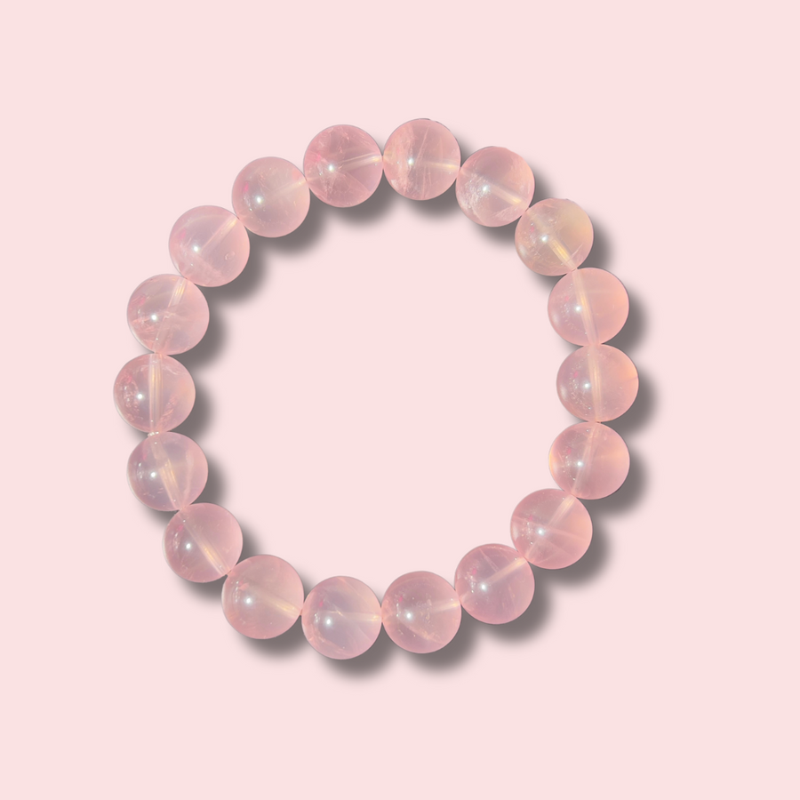 Beautiful Gemmy Pink Star Rose Quartz Bracelet (12 mm)