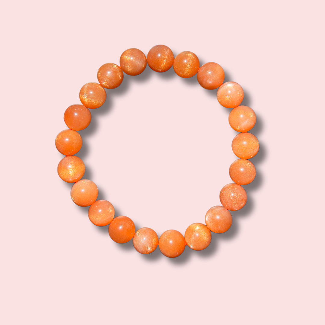 Shimmery Gem Grade Peach Moonstone Bracelet (9 mm) - Made in Mother Nature