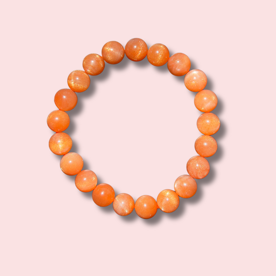 Shimmery Gem Grade Peach Moonstone Bracelet (9 mm)