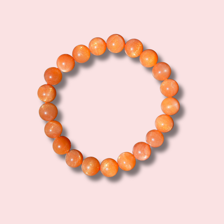 Shimmery Gem Grade Peach Moonstone Bracelet (9 mm)