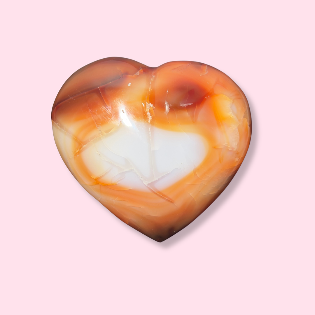 Orange & White Carnelian Heart - Made in Mother Nature