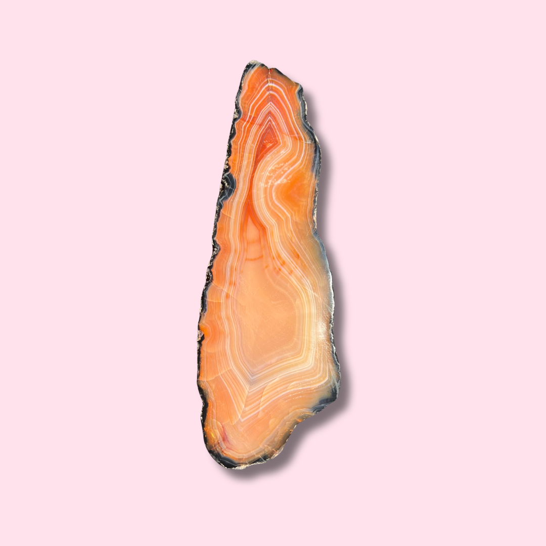 Vibrant Orange Carnelian Slab With Beautiful Banding - Made in Mother Nature