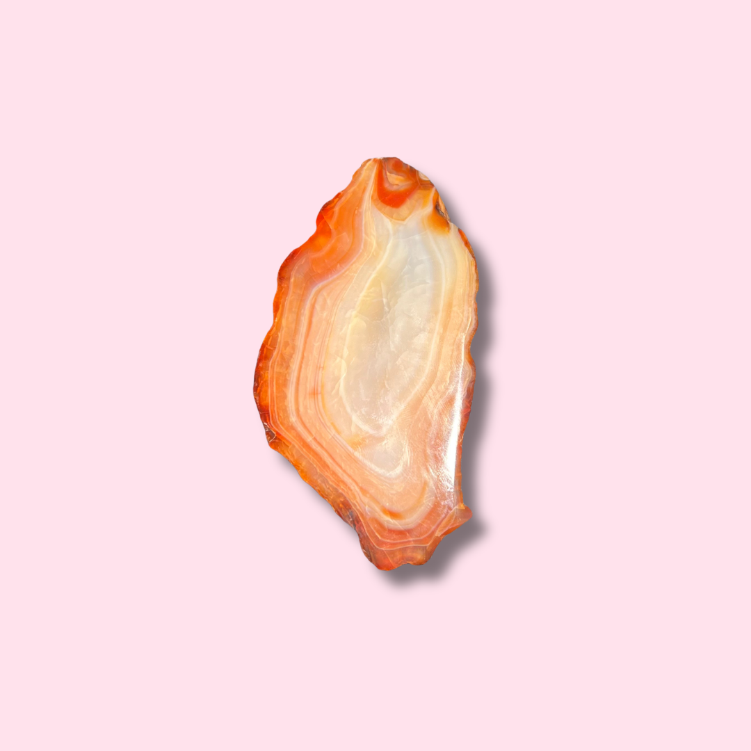 Orange Carnelian Slab With Beautiful Banding - Made in Mother Nature
