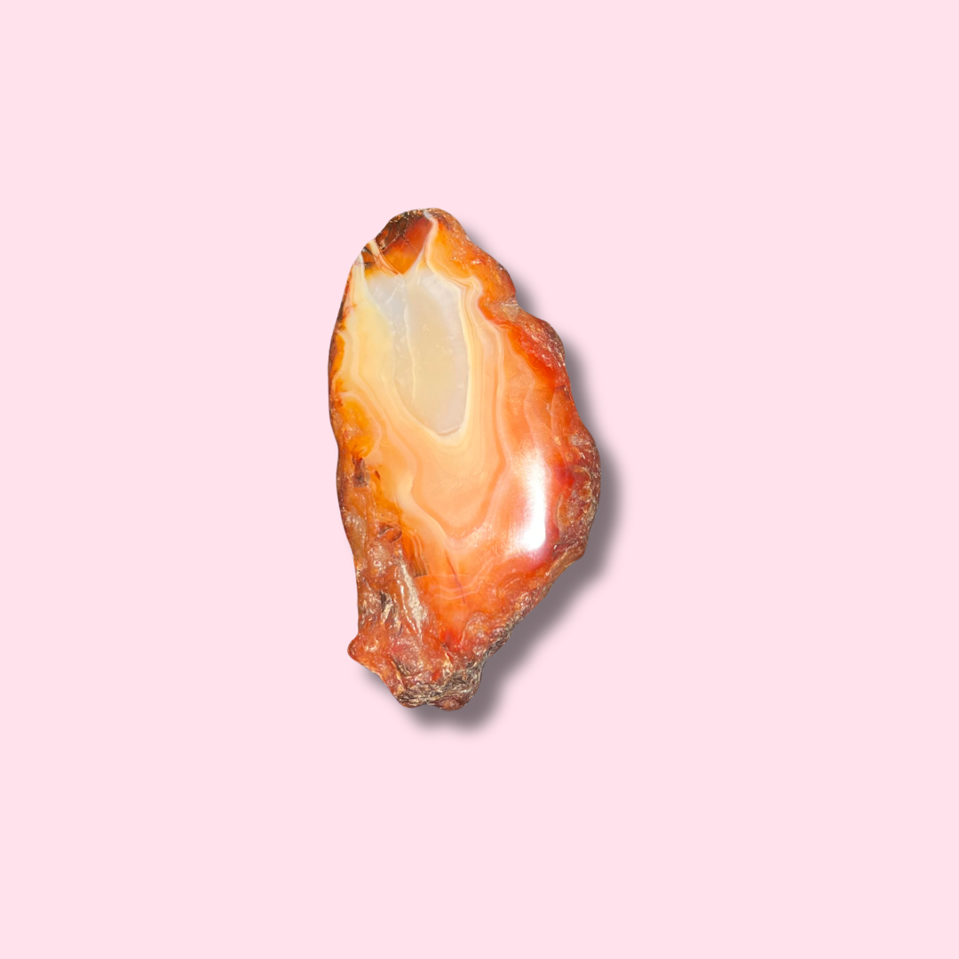 Orange Carnelian Slab With Beautiful Banding - Made in Mother Nature