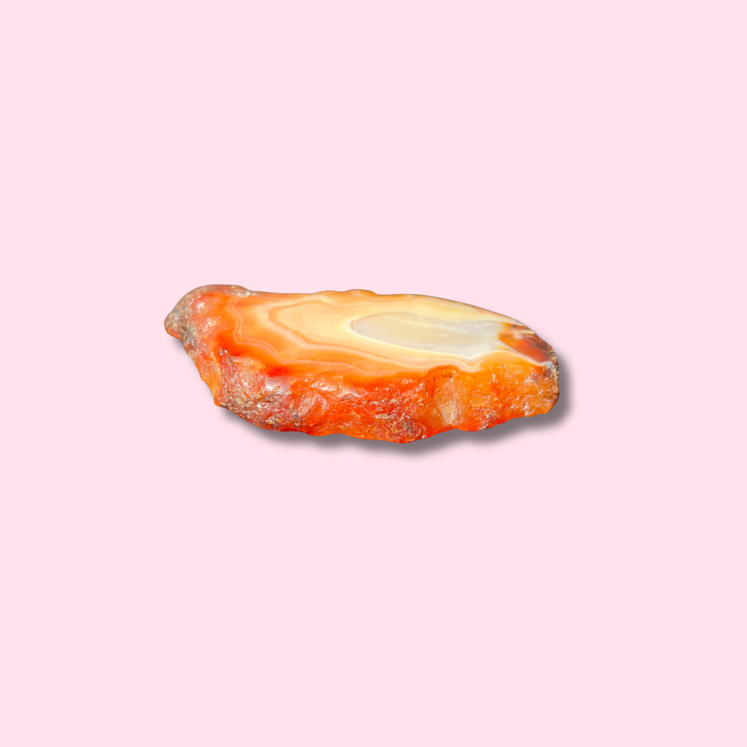 Orange Carnelian Slab With Beautiful Banding - Made in Mother Nature