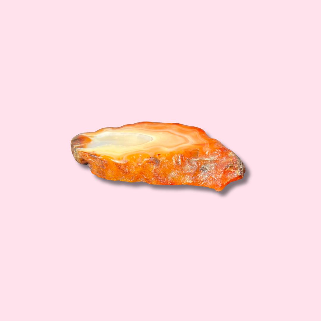 Orange Carnelian Slab With Beautiful Banding - Made in Mother Nature