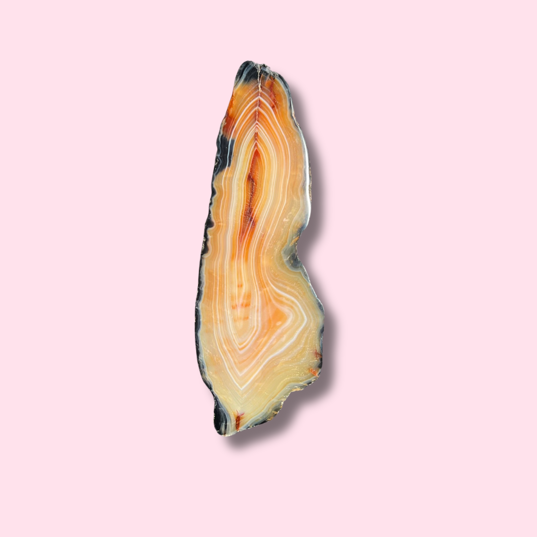 Moody Carnelian Slab With Amazing Banding - Made in Mother Nature