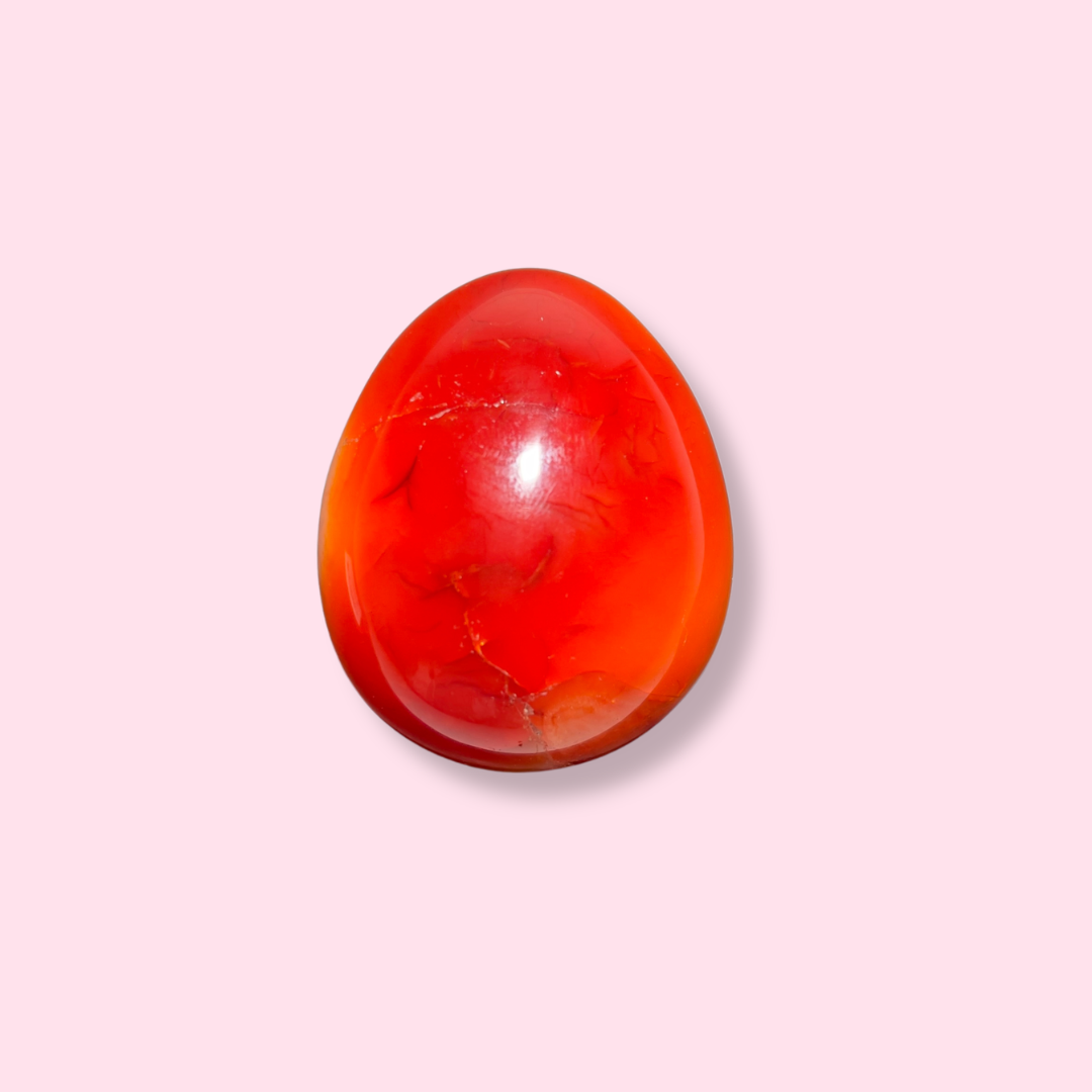 Fiery Carnelian Egg With Quartz - Made in Mother Nature