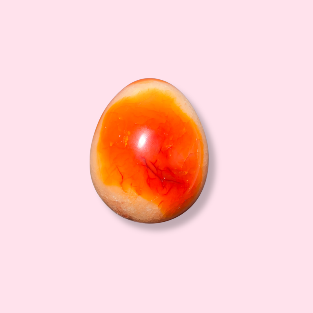Fiery Carnelian Egg With Quartz - Made in Mother Nature