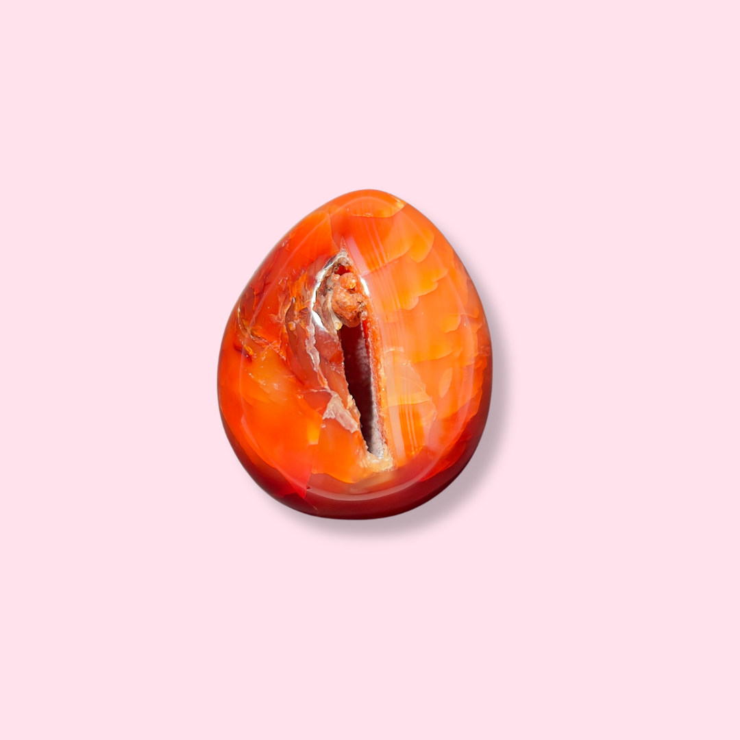 Scarlet Carnelian Egg With Druzy Cave - Made in Mother Nature