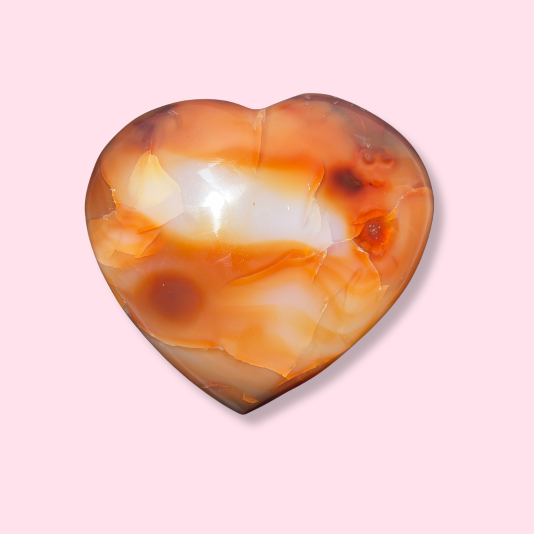 Orange & White Carnelian Heart - Made in Mother Nature