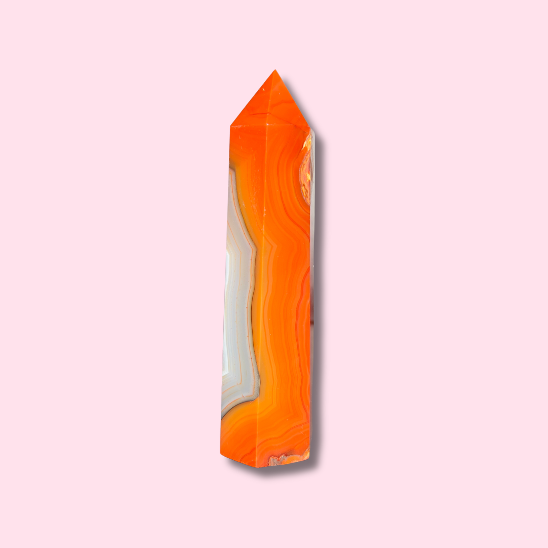 Carnelian Agate Tower With Quartz Center - Made in Mother Nature