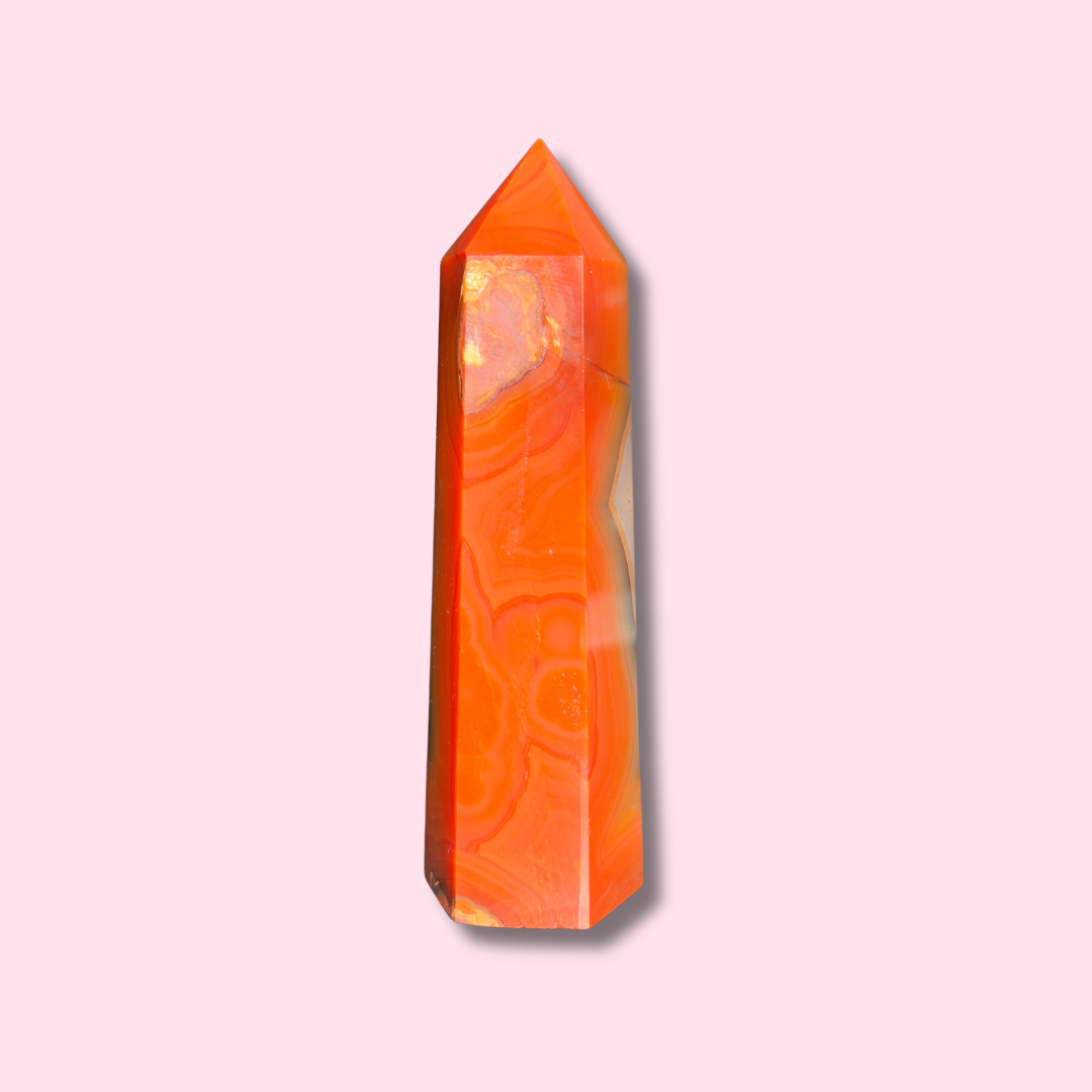 Carnelian Agate Tower With Quartz Center - Made in Mother Nature