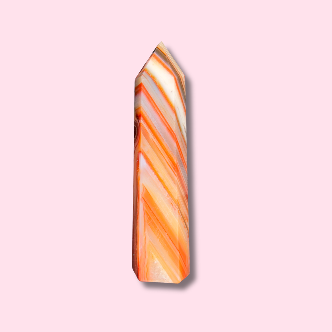"Candy Cane" Carnelian Agate Tower - Made in Mother Nature