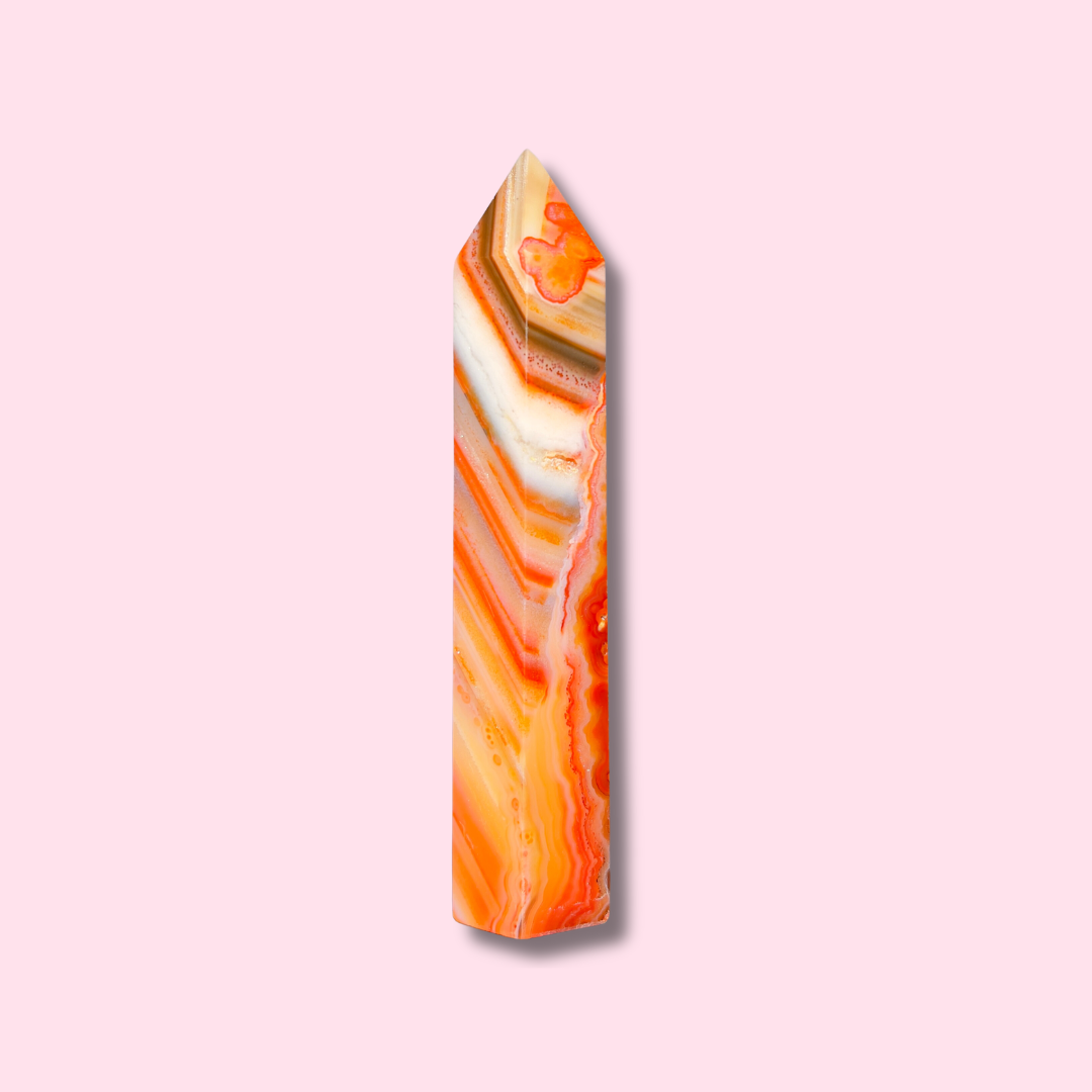"Candy Cane" Carnelian Agate Tower - Made in Mother Nature