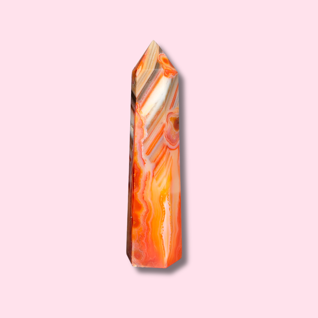 "Candy Cane" Carnelian Agate Tower - Made in Mother Nature