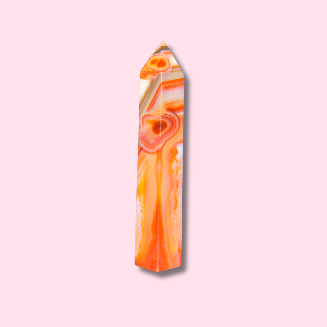 "Candy Cane" Carnelian Agate Tower - Made in Mother Nature