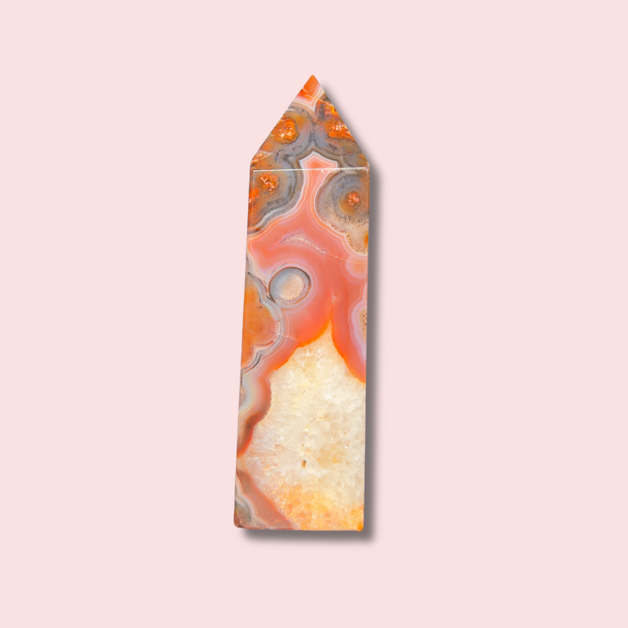 Unique Carnelian Agate Tower With Bubble Pattern - Made in Mother Nature