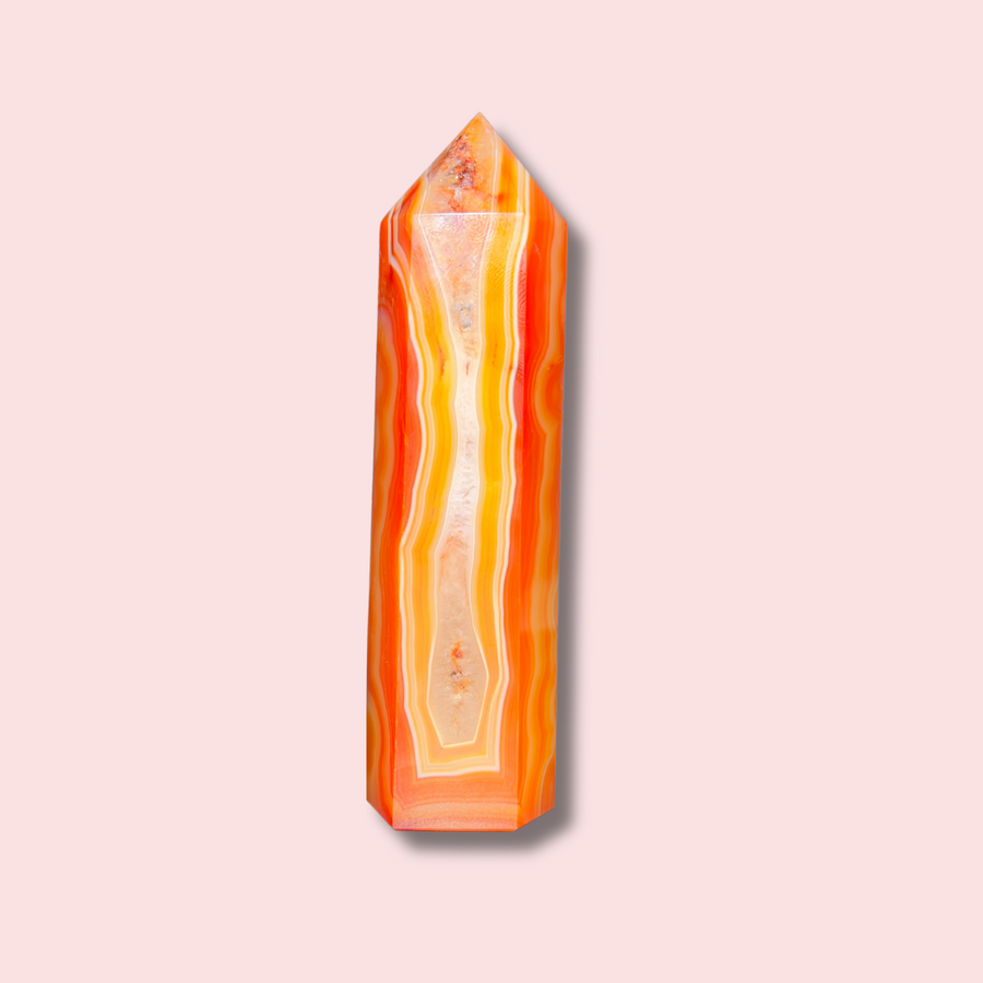 Carnelian Agate Tower With Beautiful Banding - Made in Mother Nature