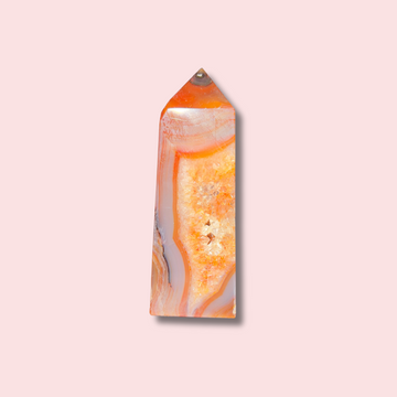 Carnelian Agate Tower With Quartz Cave - Made in Mother Nature