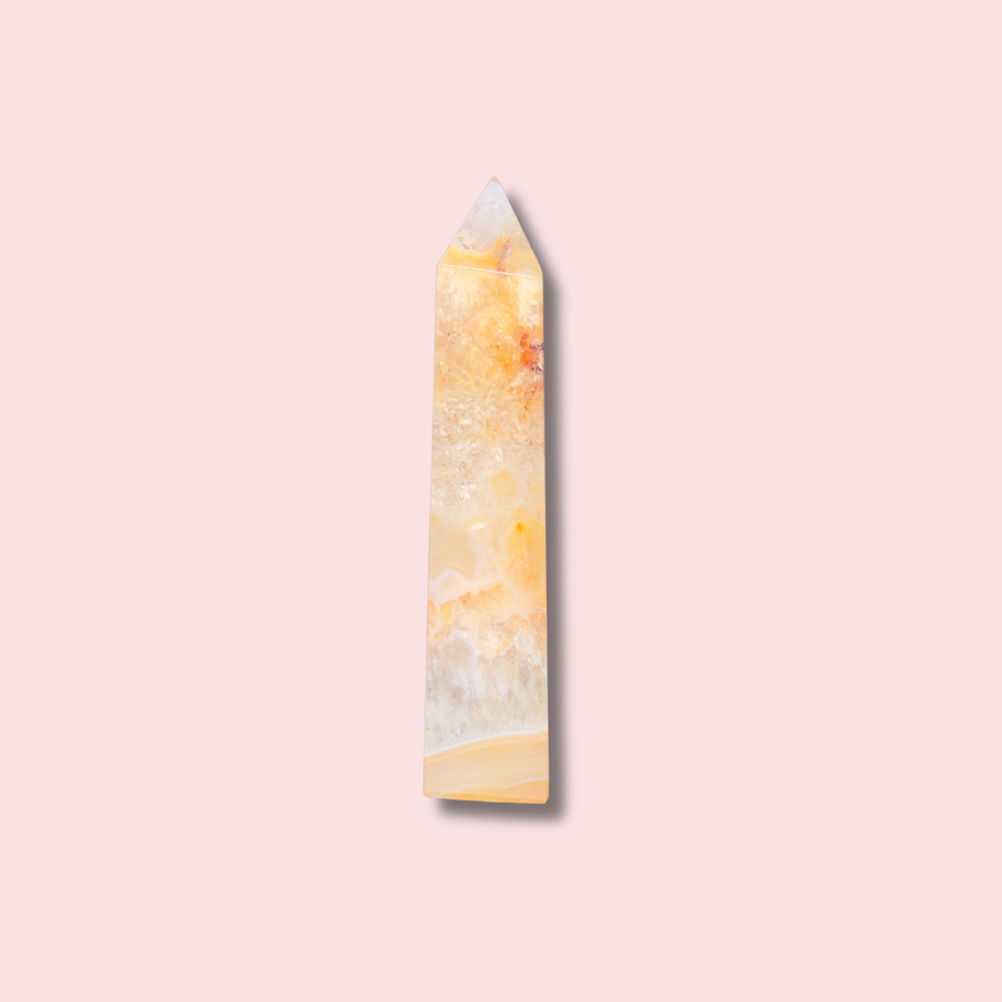 Peachy Carnelian Agate Tower With Quartz - Made in Mother Nature