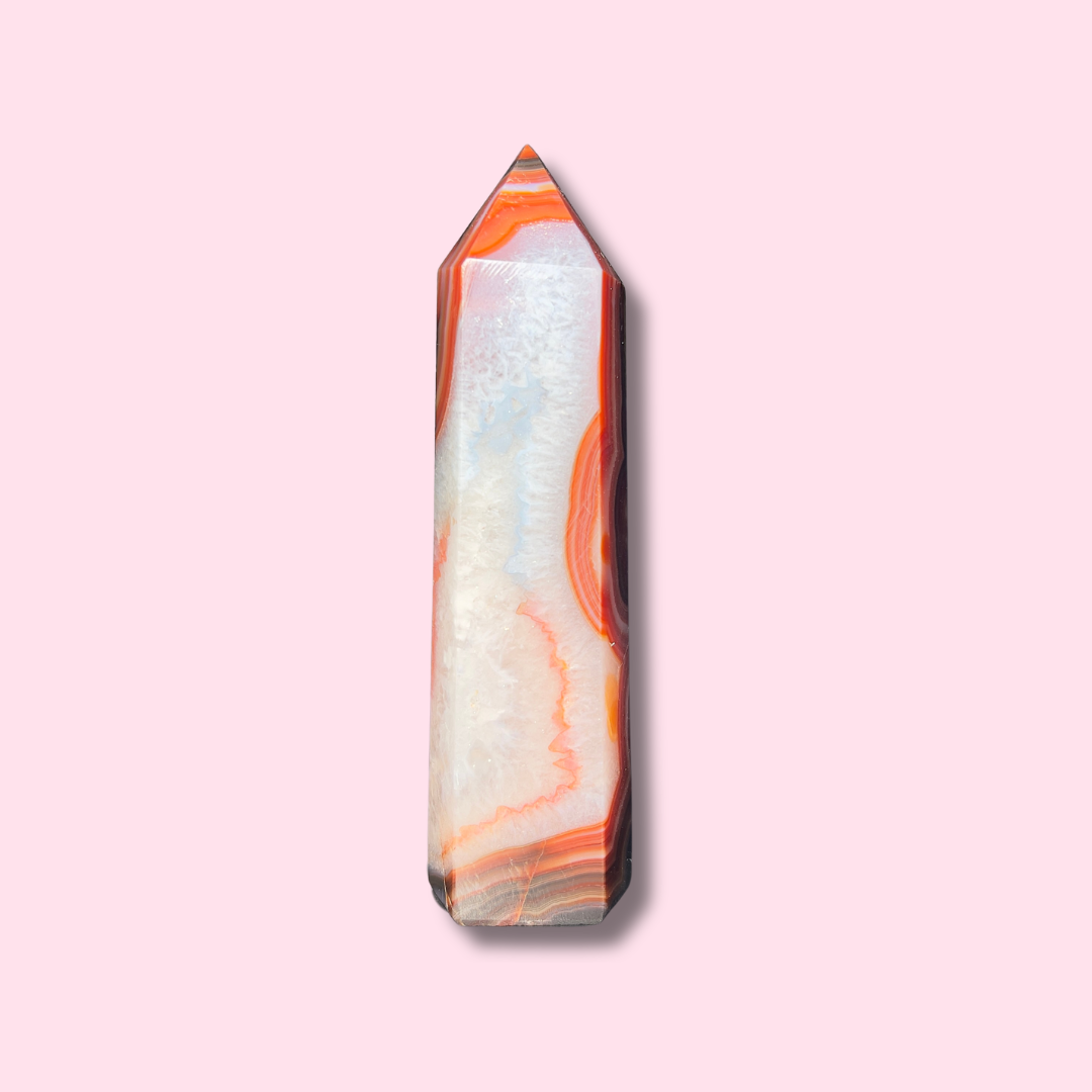Cool Carnelian Agate Tower With Blue Quartz - Made in Mother Nature