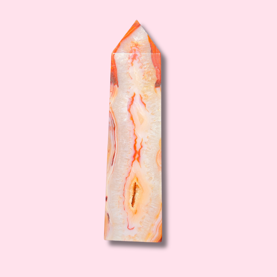 Beautiful Quartz Filled Carnelian Agate Tower - Made in Mother Nature
