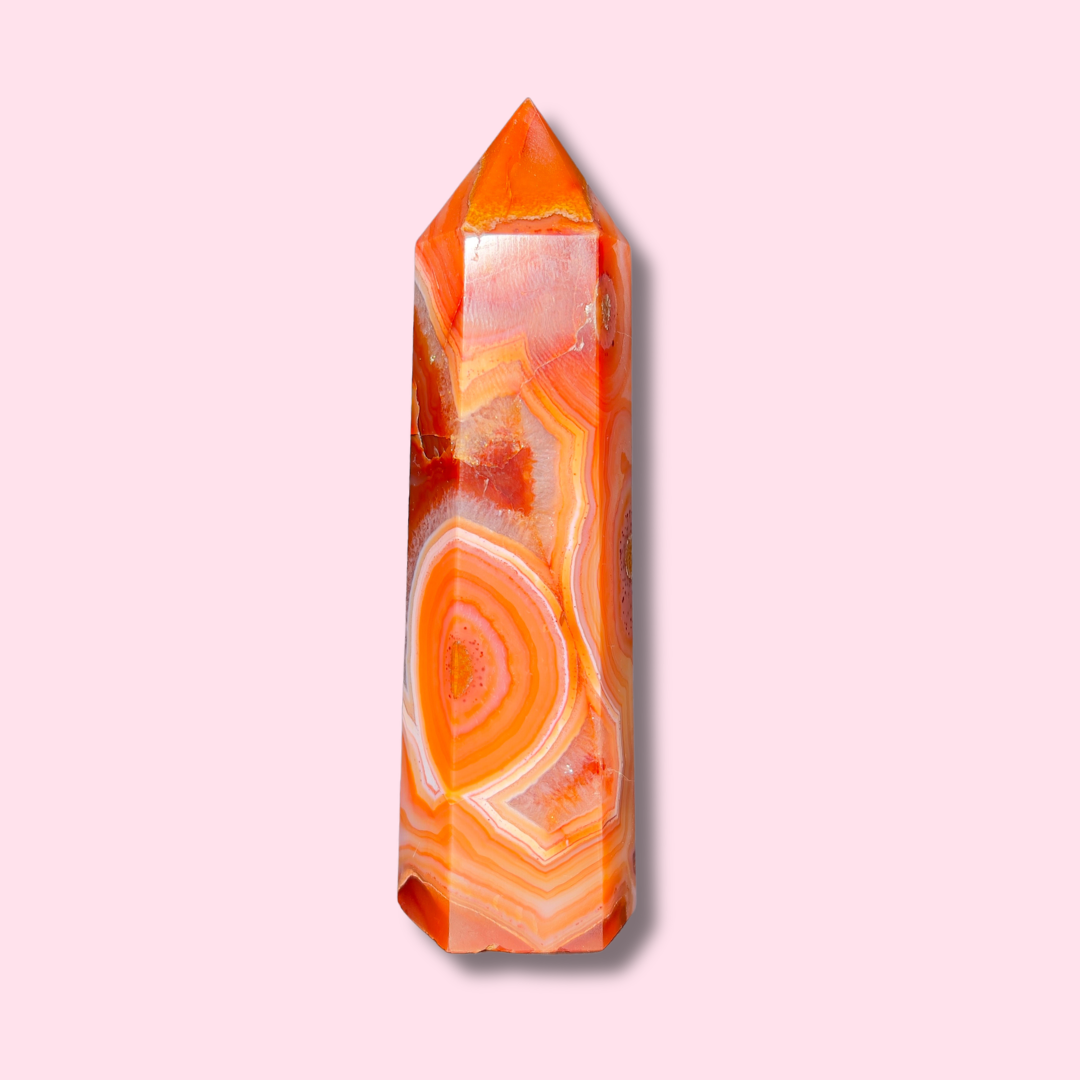 Stunning Banded Carnelian Agate Tower - Made in Mother Nature