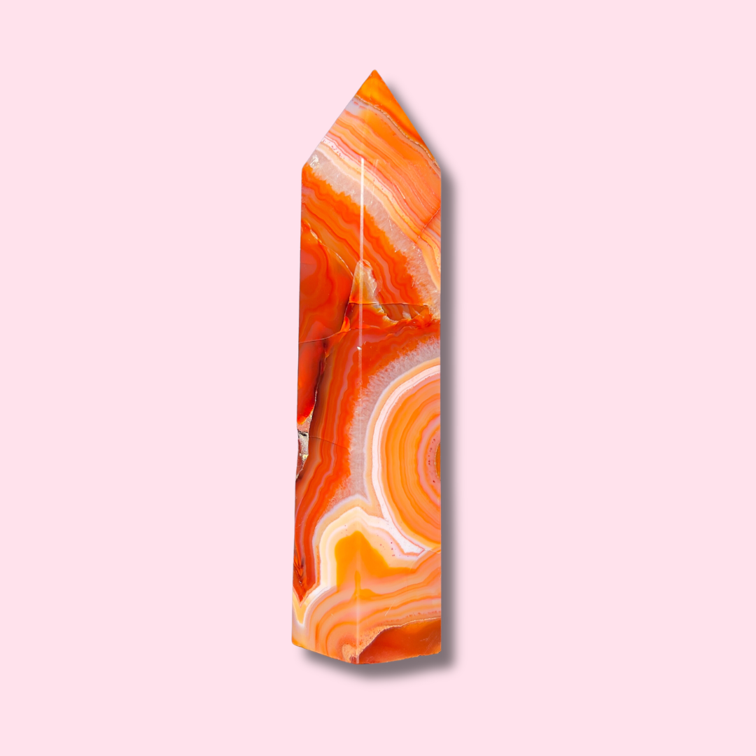 Stunning Banded Carnelian Agate Tower - Made in Mother Nature